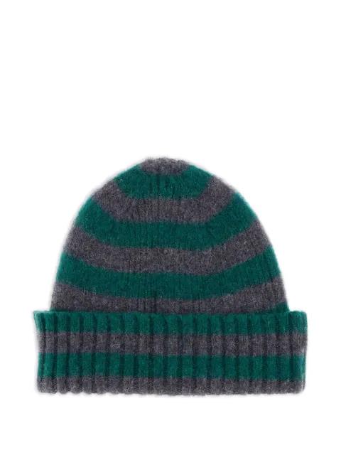 Hard Working striped-pattern beanie hat by HOWLIN'