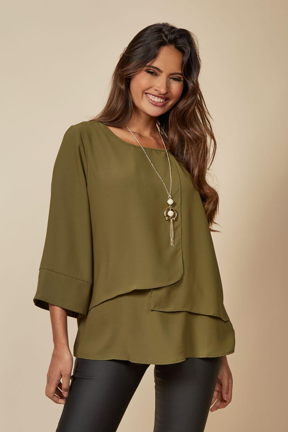 Oversized Asymmetric Layered Blouse by HOXTON GAL