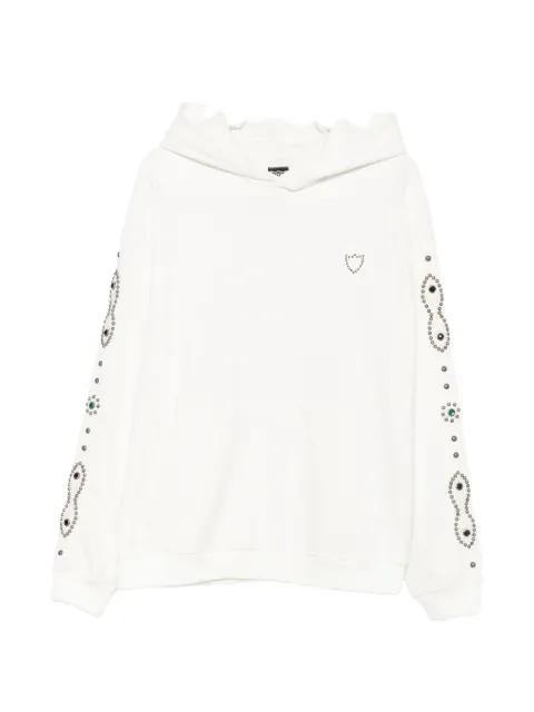 Moustache stud-embellished crystal-embellished hoodie by HTC LOS ANGELES
