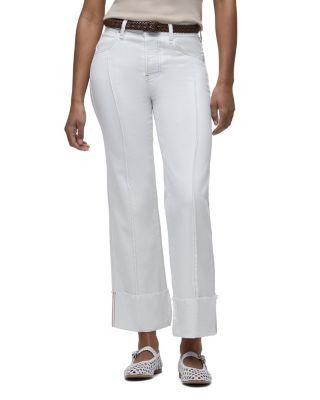 Rosie Pintucked Cuffed Wide Leg Jeans in White by HUDSON JEANS