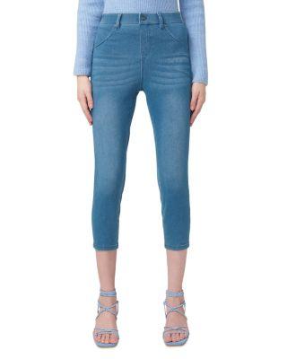 High Rise Ultra Soft Denim Capri Leggings in Medium Wash by HUE