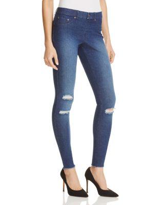 Ripped Knee Denim Leggings by HUE