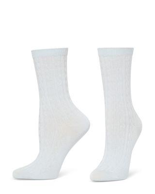 Silk Blend Cable Crew Socks by HUE