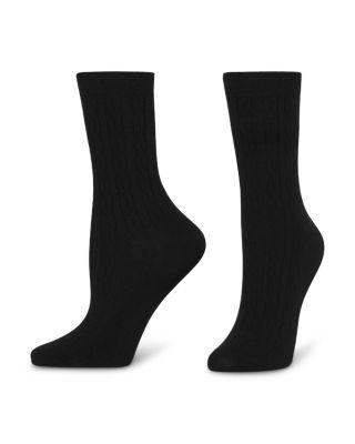 Silk Blend Cable Crew Socks by HUE