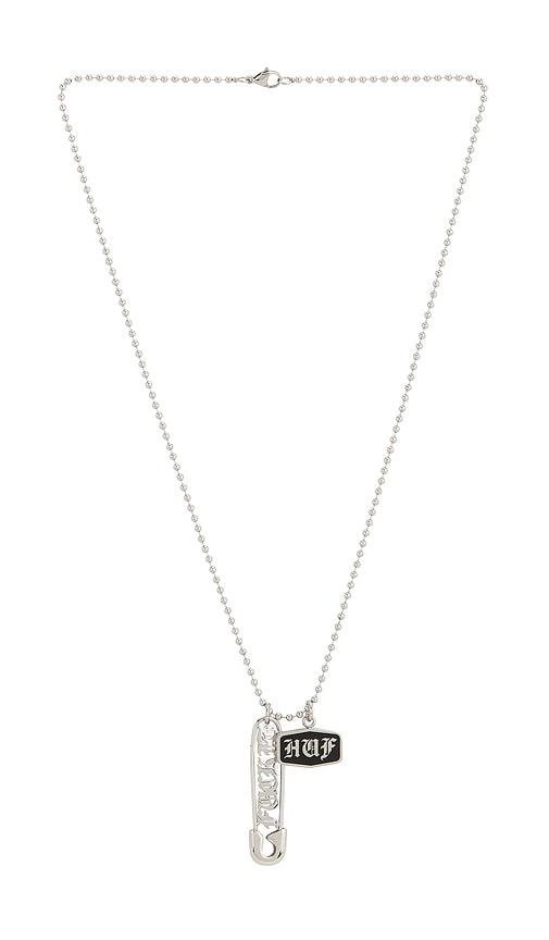 HUF Old E Pendant in Metallic Silver by HUF