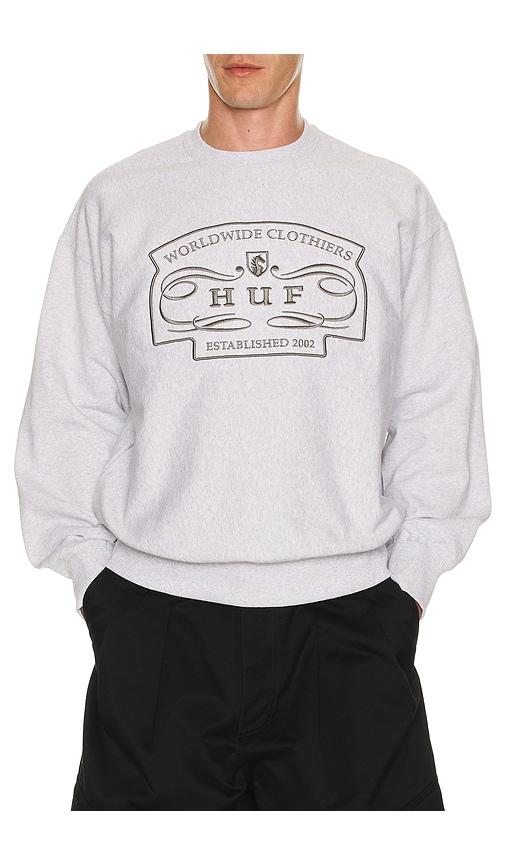 HUF Worldwide Clothiers Crewneck Sweatshirt in Grey by HUF