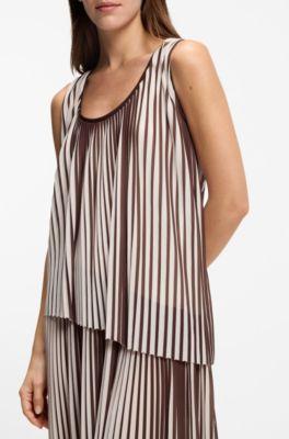 A-line dress with two-tone pliss&eacute; pleats by HUGO BOSS