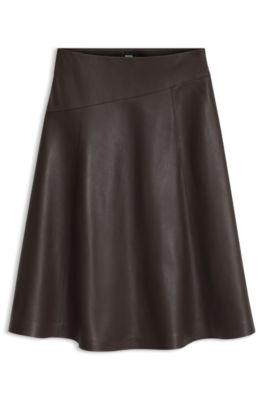 A-line nappa leather skirt with diagonal cut by HUGO BOSS