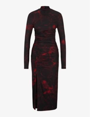 Abstract-print slim-fit midi dress by HUGO BOSS
