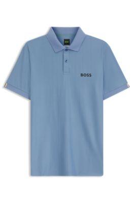Active Stripe-jersey slim-fit polo shirt with four-way stretch by HUGO BOSS