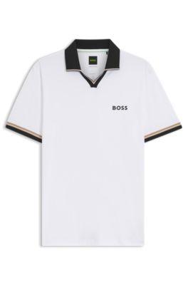 Active slim-fit polo shirt with signature-stripe details by HUGO BOSS