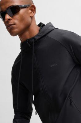 Active-stretch zip-up hoodie with logo detail by HUGO BOSS