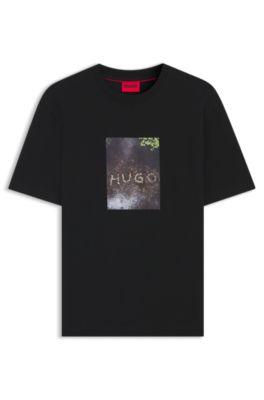 Appliqu&eacute;-print T-shirt in cotton jersey by HUGO BOSS