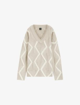 Aran Knitted Relaxed-Fit Virgin-Wool Jumper by HUGO BOSS