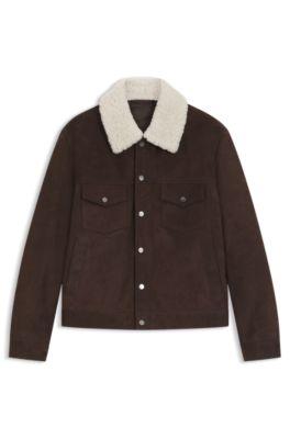 BECKHAM x BOSS leather jacket with fur collar by HUGO BOSS BECKHAM x BOSS leather jacket with fur collar by HUGO BOSS