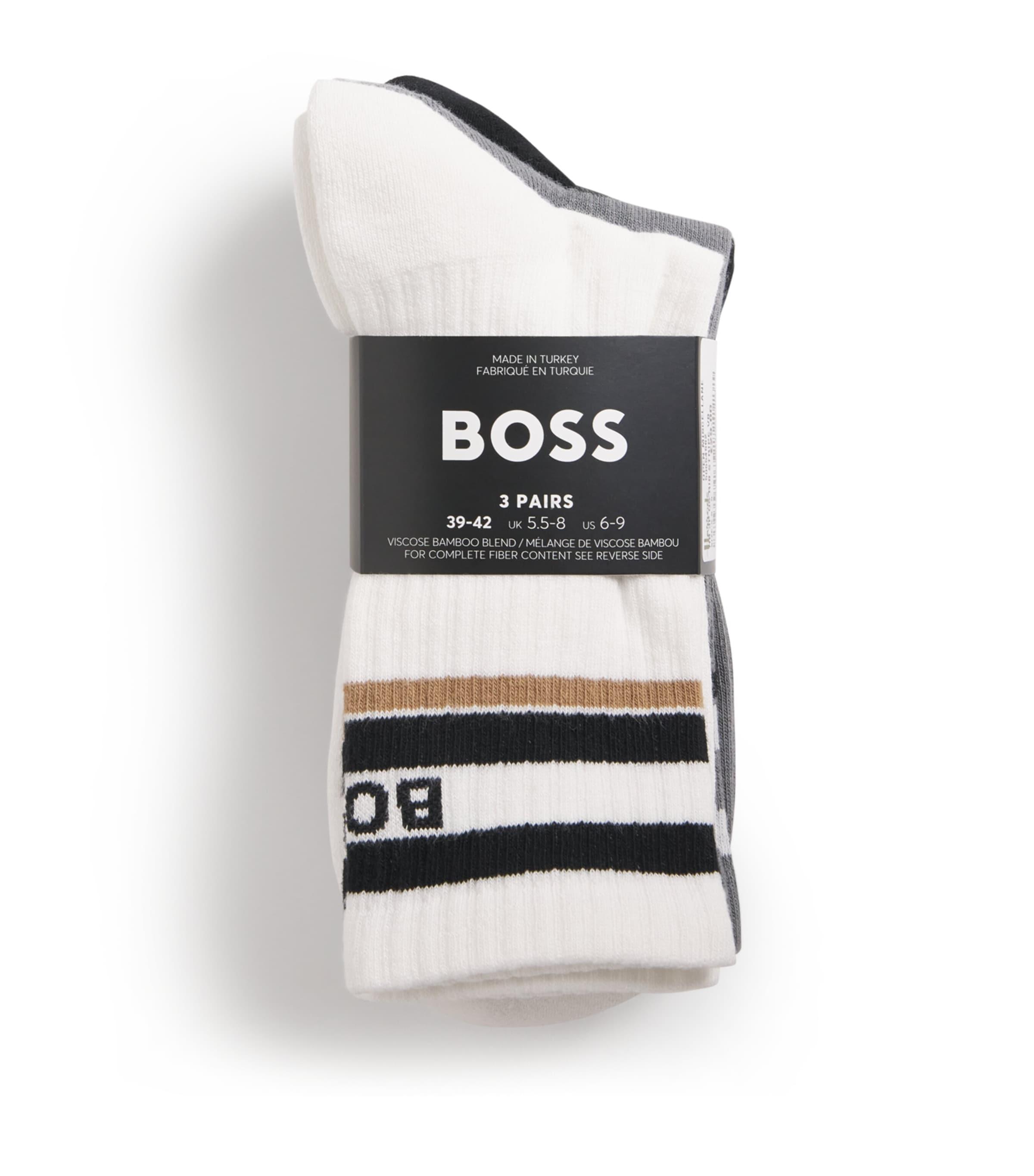 BOSS Logo Ribbed Socks (Pack of 3) by HUGO BOSS