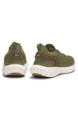 BOSS-MOTION sneakers with knitted uppers and leather trims by HUGO BOSS