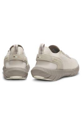 BOSS-MOTION sneakers with knitted uppers and leather trims by HUGO BOSS