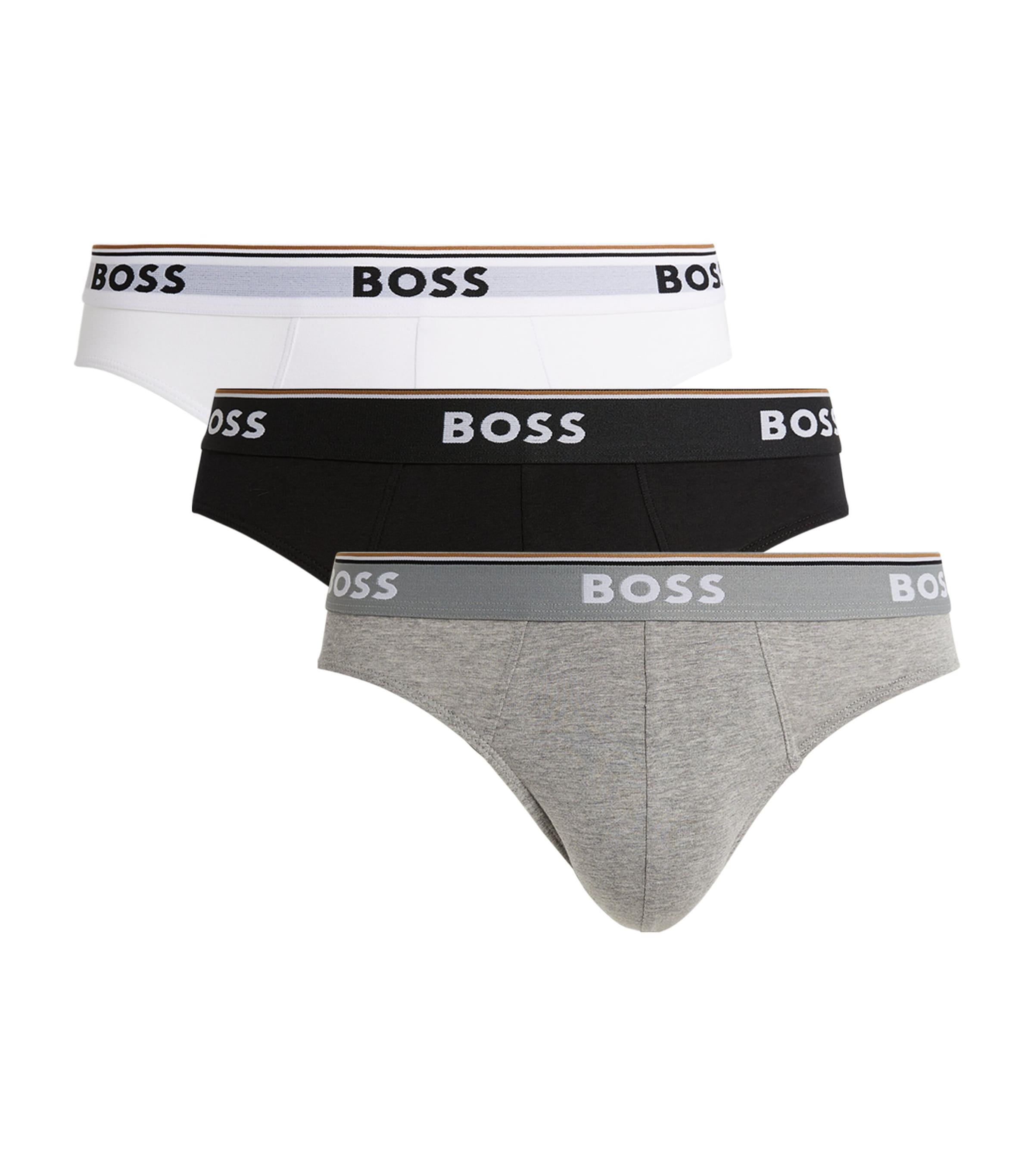 BOSS Stretch-Cotton Logo Print Briefs (Pack of 3) by HUGO BOSS