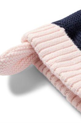 Baby beanie hat in cotton with red-panda badge by HUGO BOSS