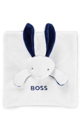 Baby bunny toy in faux fur with embroidered logo by HUGO BOSS