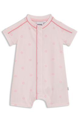 Baby stretch-cotton playsuit with Double B monograms by HUGO BOSS