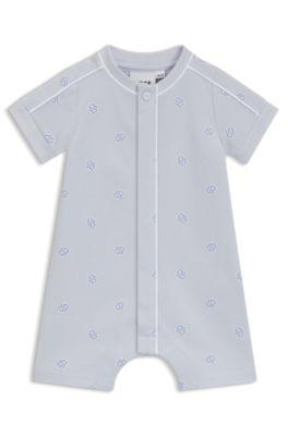 Baby stretch-cotton playsuit with Double B monograms by HUGO BOSS