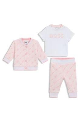 Baby three-piece tracksuit in cotton by HUGO BOSS