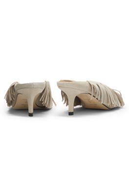 Backless suede mules with fringing by HUGO BOSS