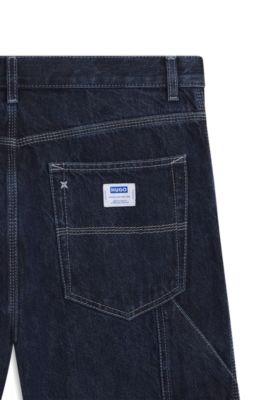 Baggy-fit jeans in dark-blue denim by HUGO BOSS