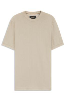 Basket-weave T-shirt in mercerised cotton by HUGO BOSS