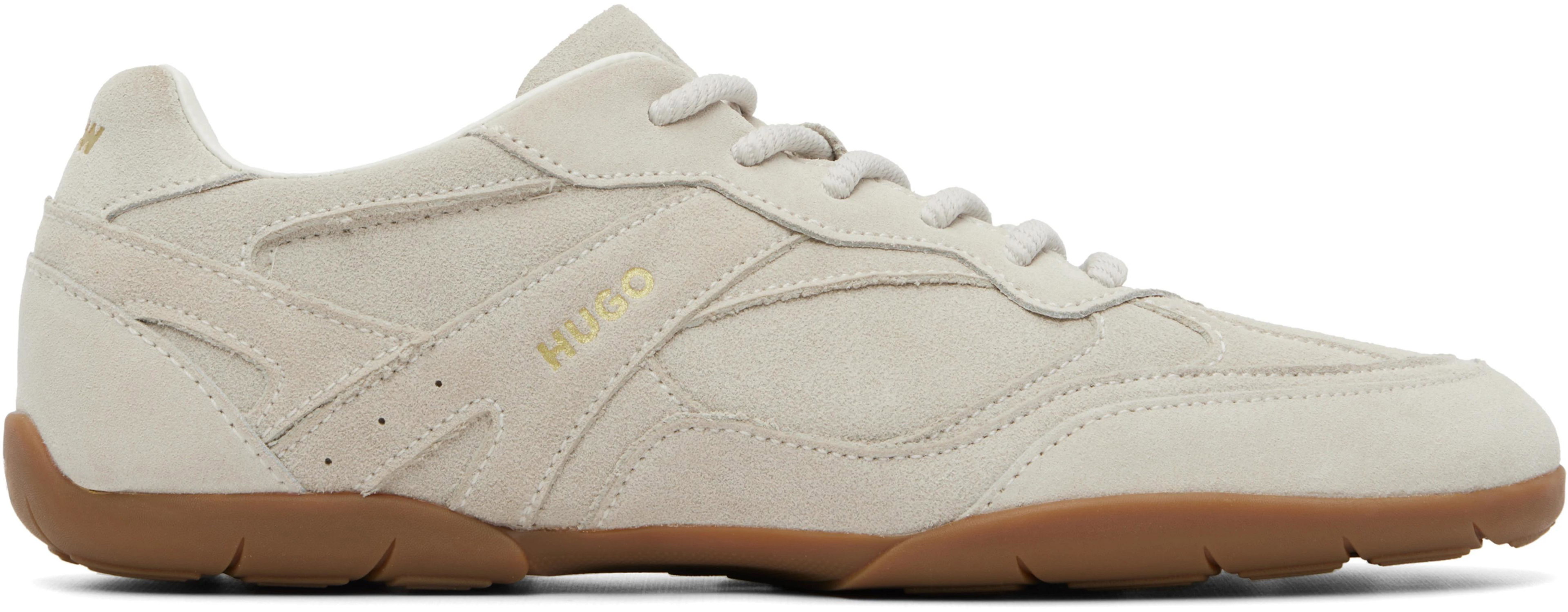 Beige Faux-Suede Sneakers by HUGO BOSS