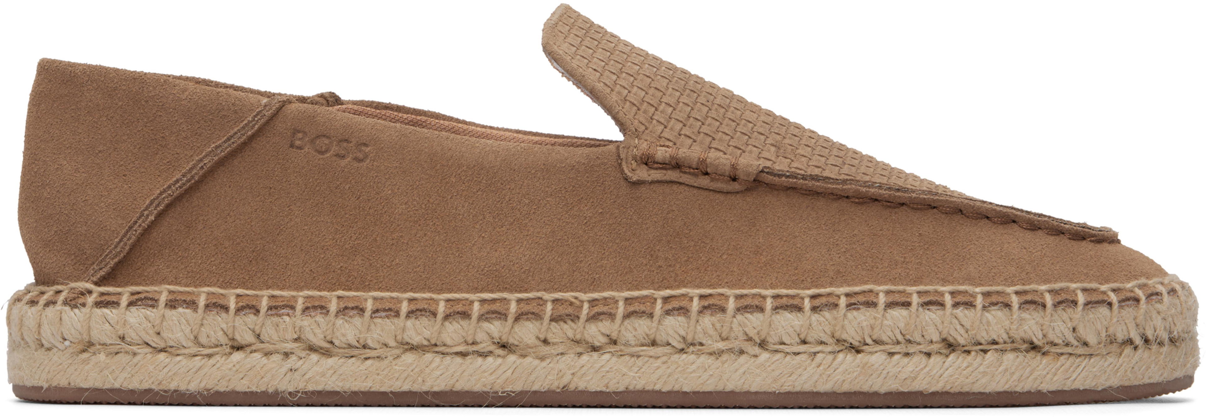 Beige Jute Midsole Suede Espadrilles by HUGO BOSS