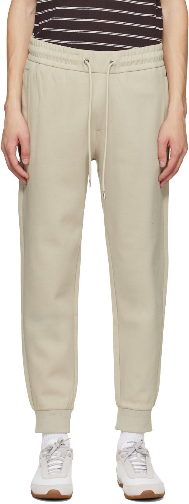 Beige Stretch-Cotton Cuffed Hems Track Pants by HUGO BOSS