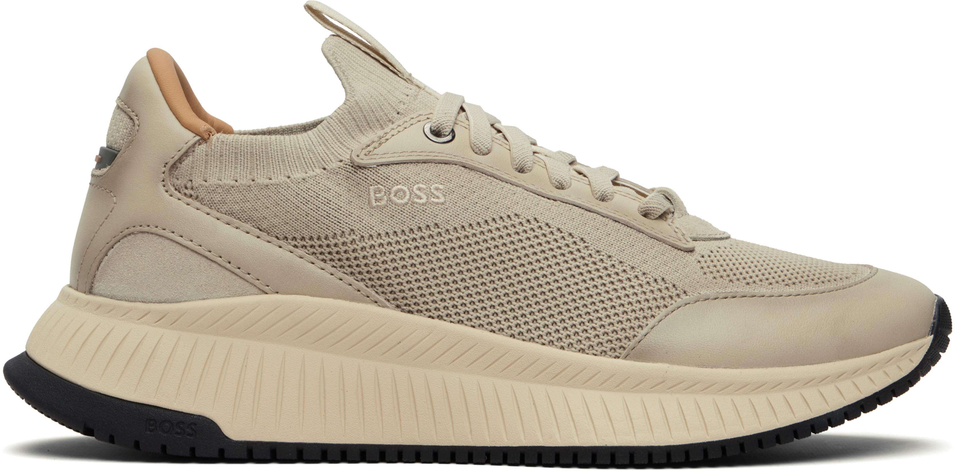Beige TTNM EVO Knitted Upper Sneakers by HUGO BOSS