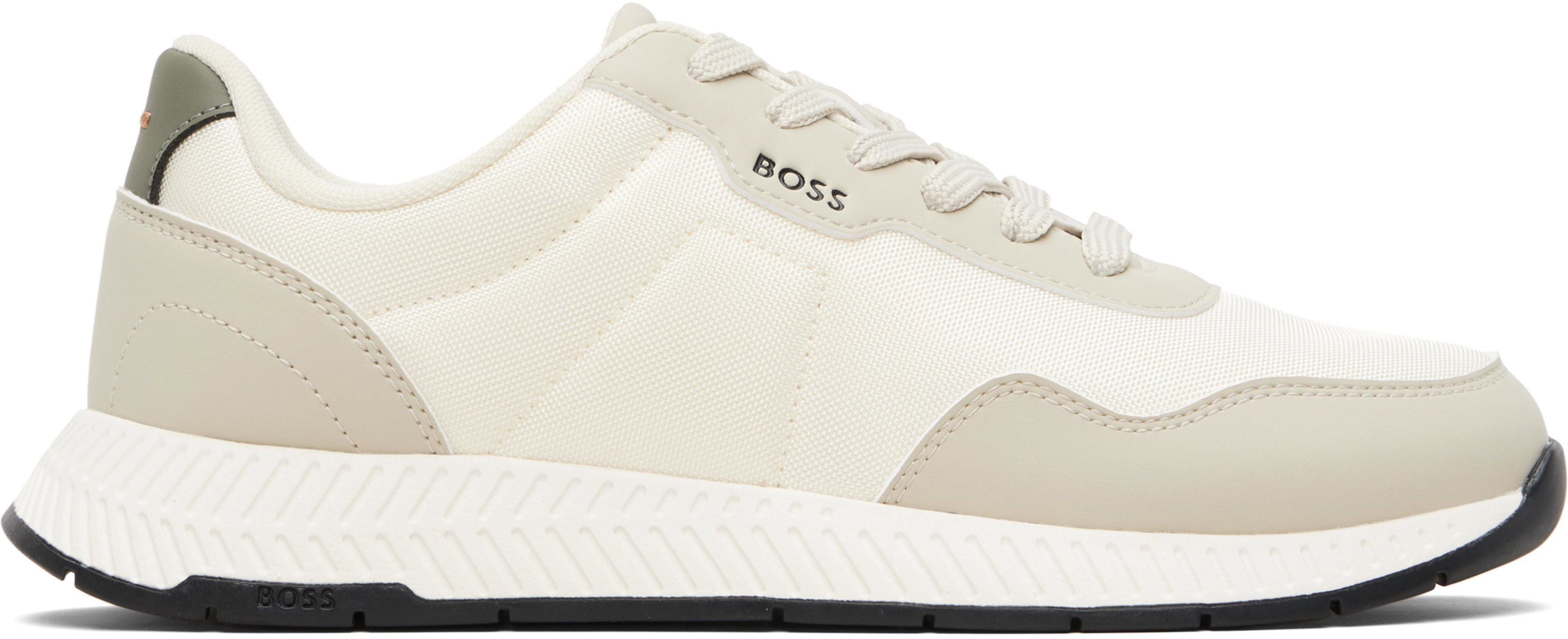 Beige Textured Sneakers by HUGO BOSS