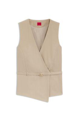 Belted regular-fit vest in cotton and hemp by HUGO BOSS