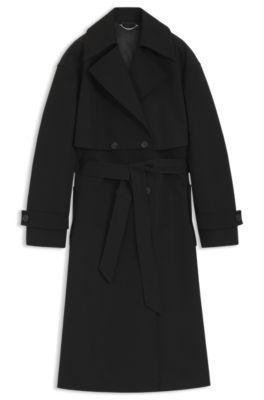 Belted trench coat in stretch cotton by HUGO BOSS