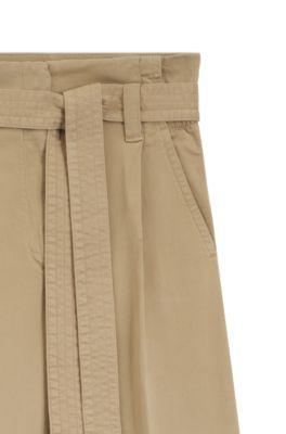 Belted wide-leg pants in stretch-cotton twill by HUGO BOSS