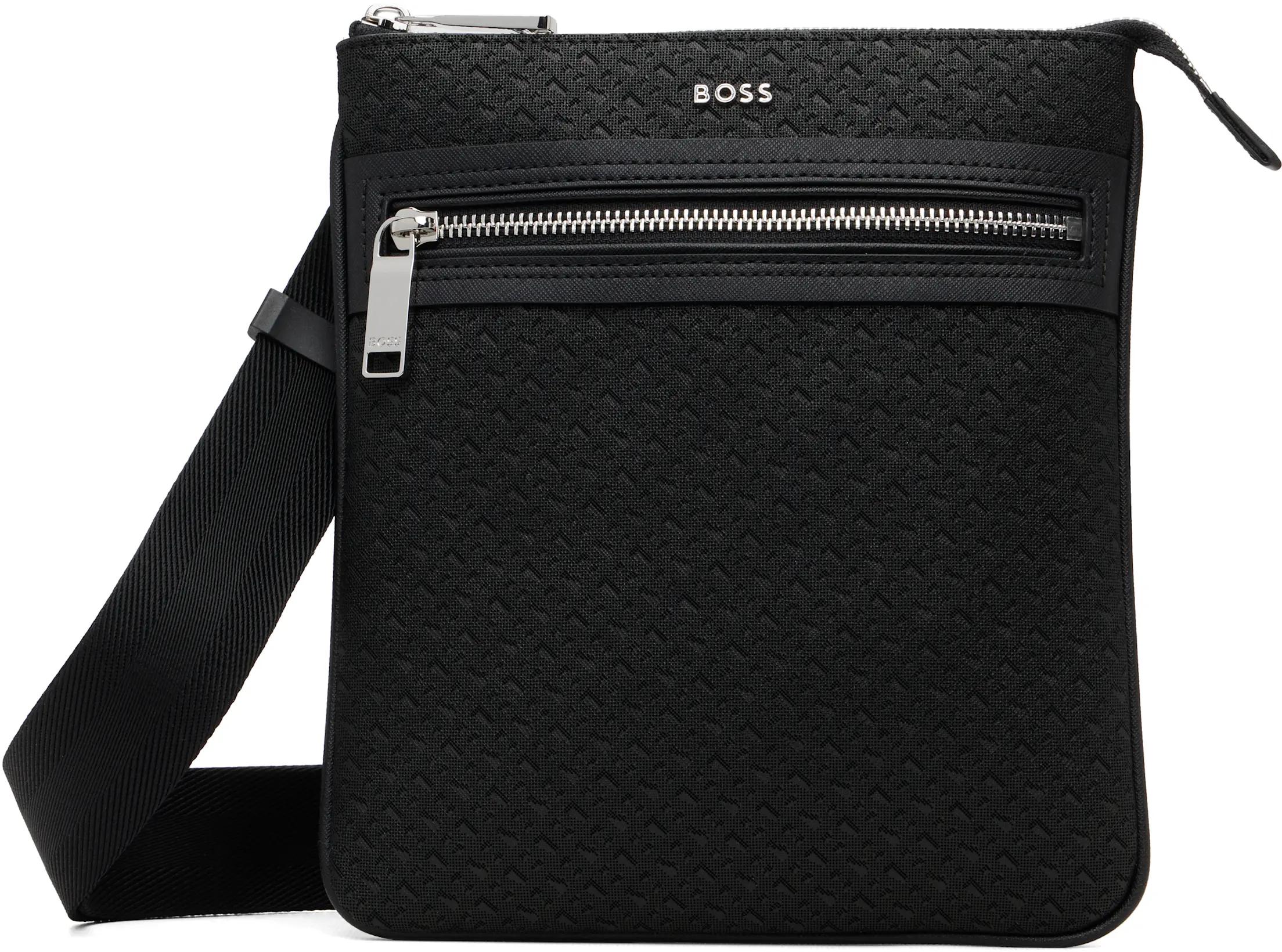 Black Bonded Leather Pouch by HUGO BOSS