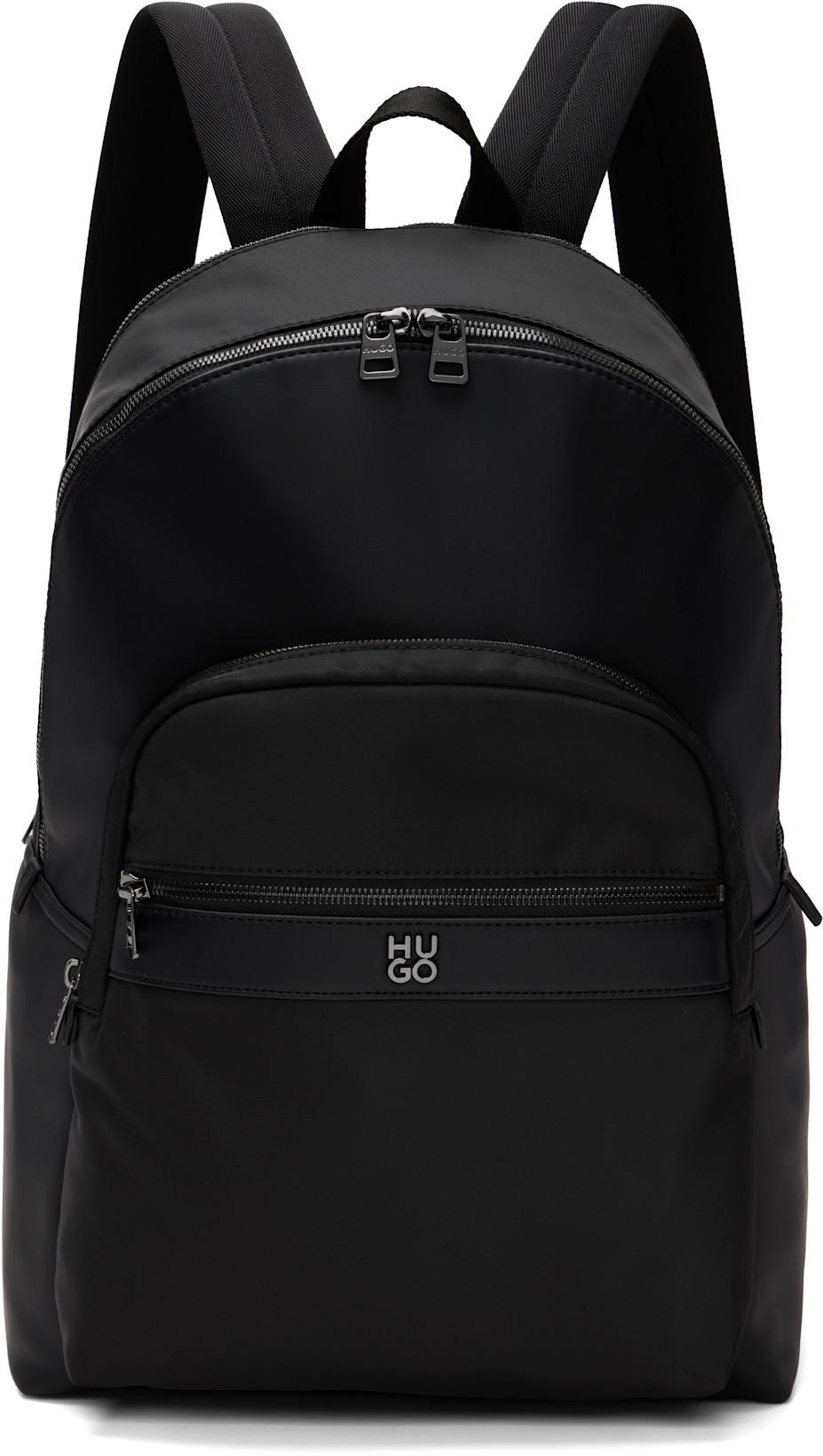 Black Bonded Logo Backpack by HUGO BOSS