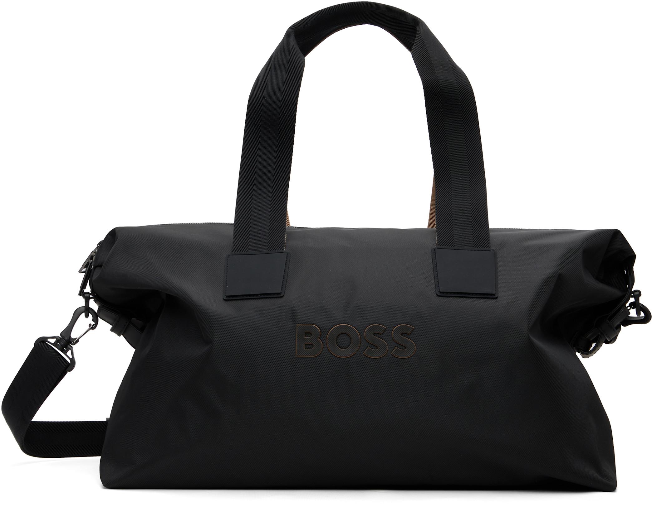 Black Bonded-Logo Duffle Bag by HUGO BOSS