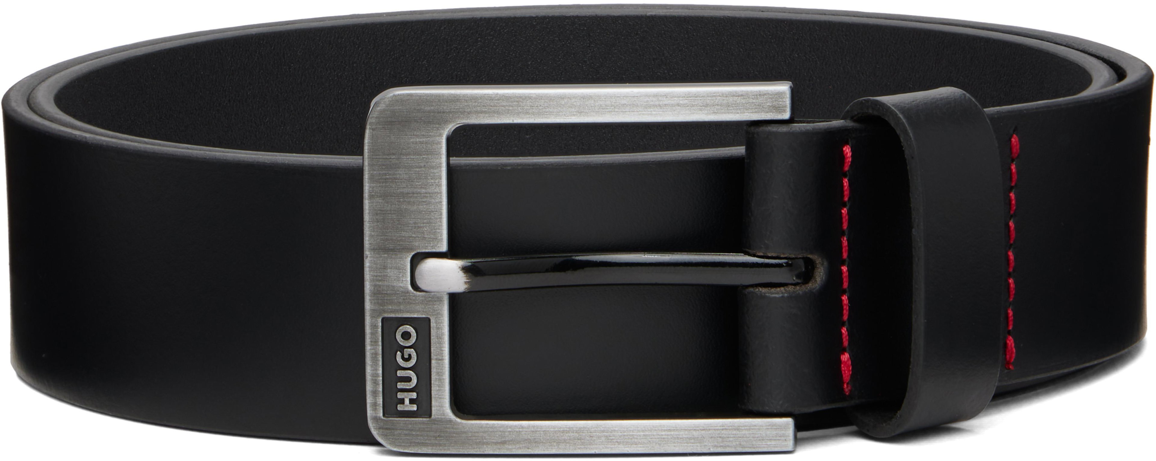 Black Buffalo Leather Belt by HUGO BOSS
