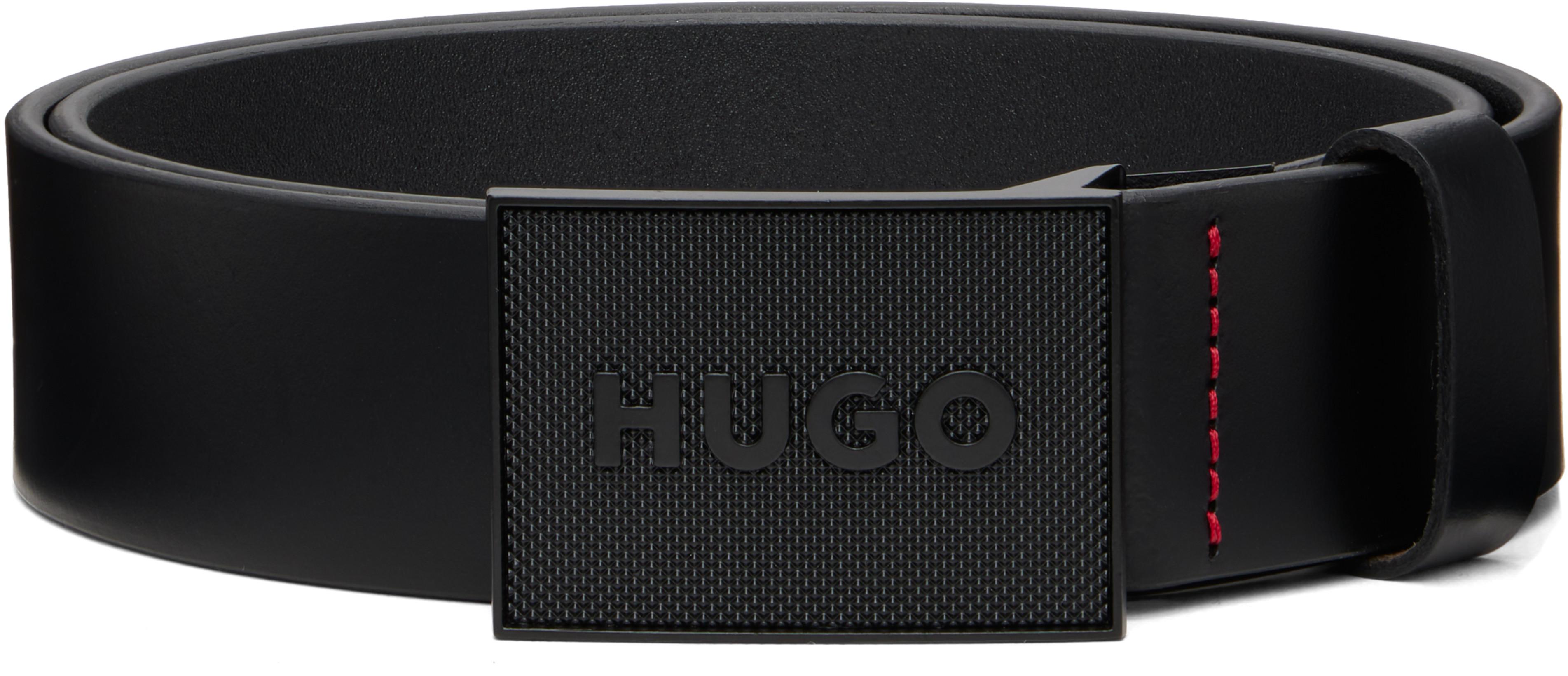 Black Buffalo Leather Belt by HUGO BOSS