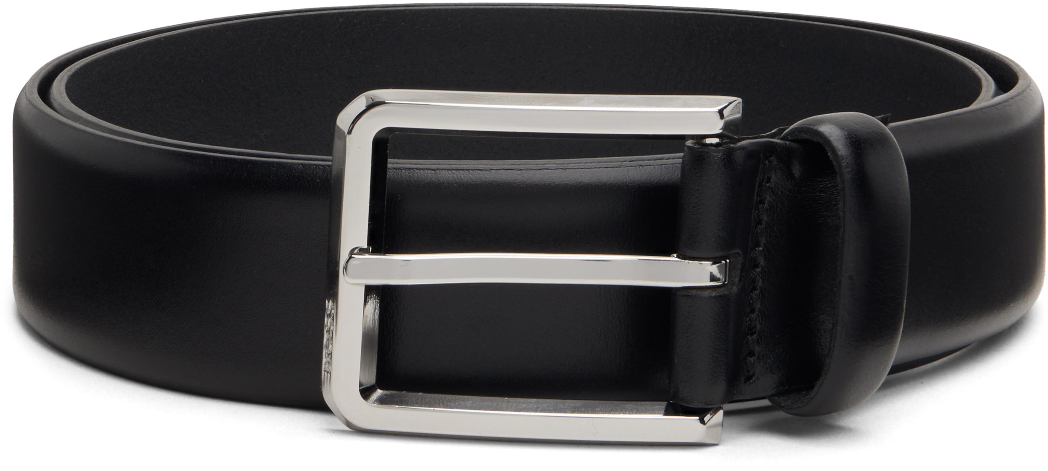 Black Buffed Leather Belt by HUGO BOSS