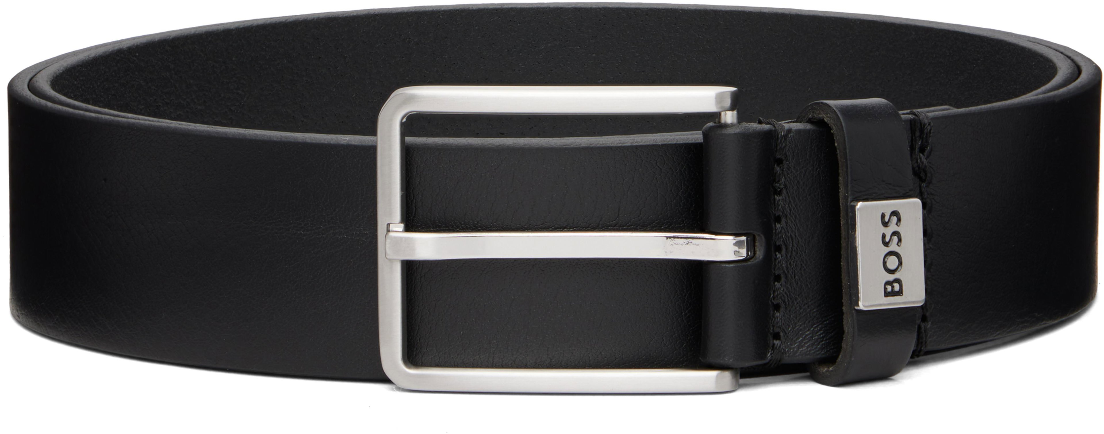 Black Buffed Leather Belt by HUGO BOSS