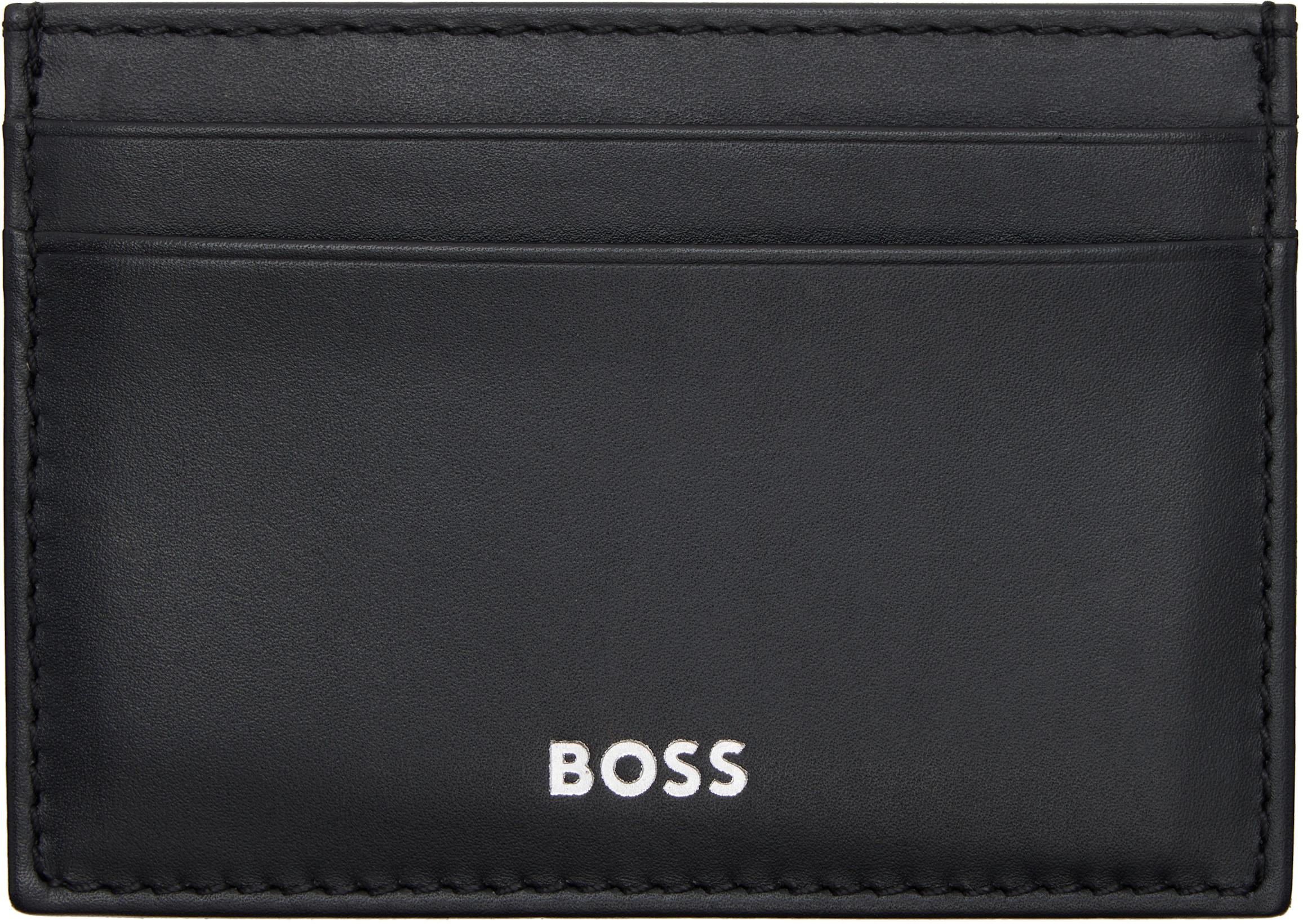 Black Buffed Leather Card Holder by HUGO BOSS