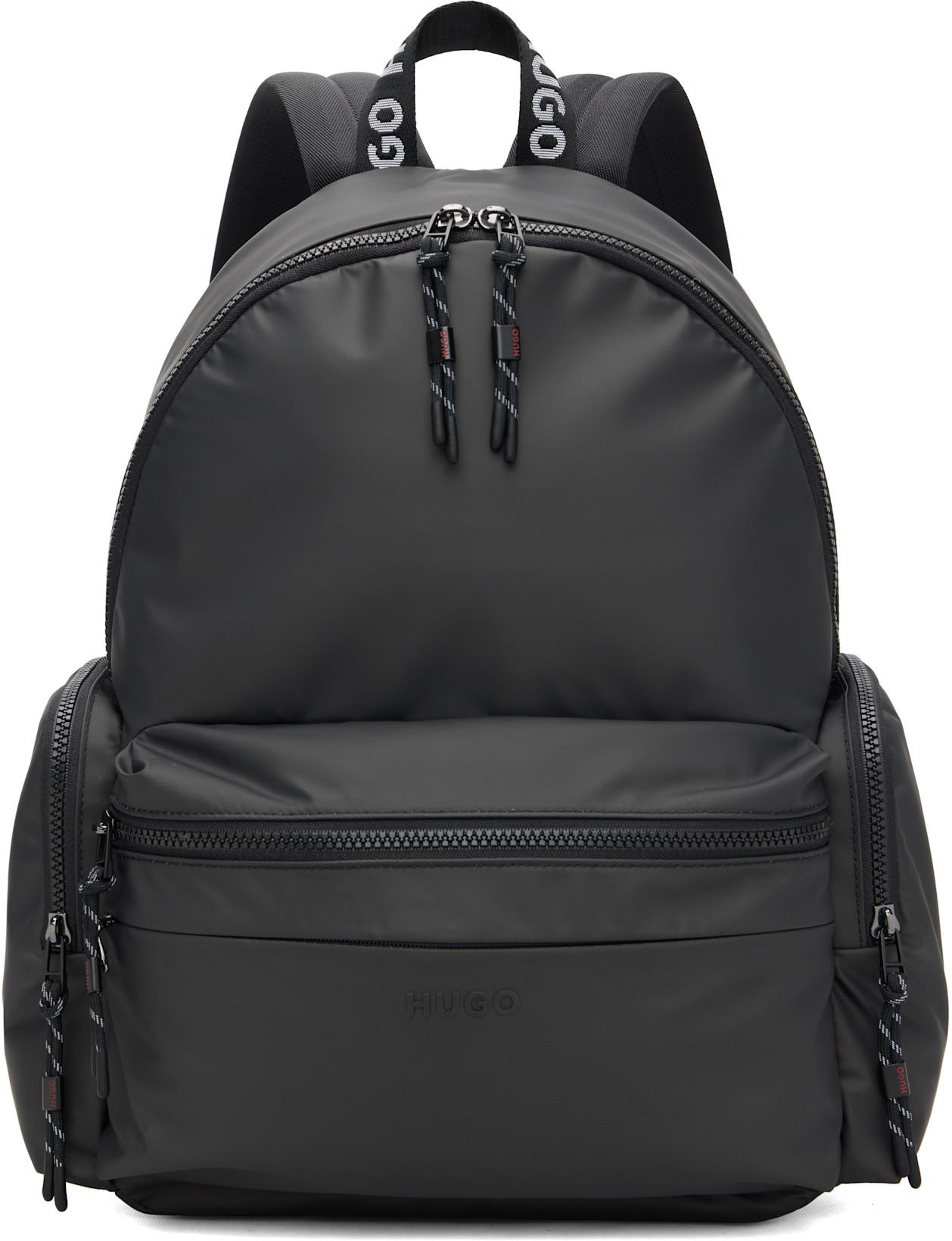 Black Coated Canvas Backpack by HUGO BOSS