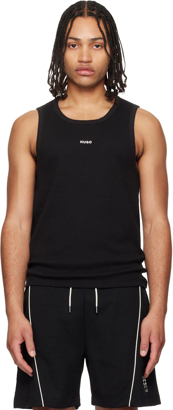 Black Contrast-Logo Slim-Fit Stretch Cotton Tank Top by HUGO BOSS