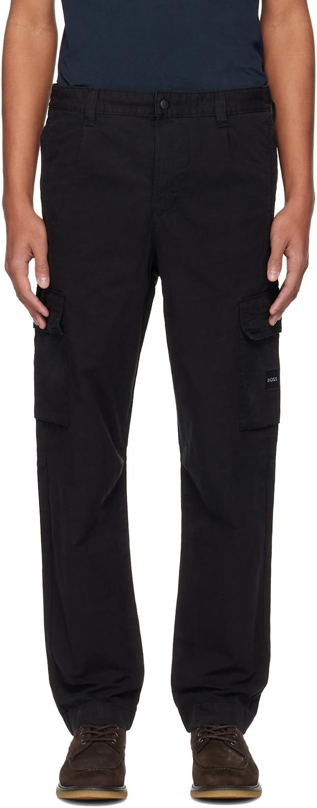 Black Cotton Cargo Pants by HUGO BOSS